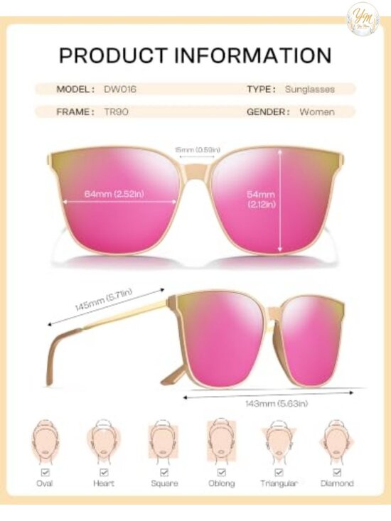 Oversized Polarized Sunglasses for Women Retro Square UV400 Lightweight main image 4